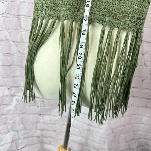 boutique Umgee Olive green Crochet Vest with Fringe sz small boho western - Picture 4 of 8